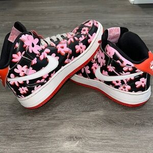 Nike Kids Air Force 1 Sneakers Black Pink Floral